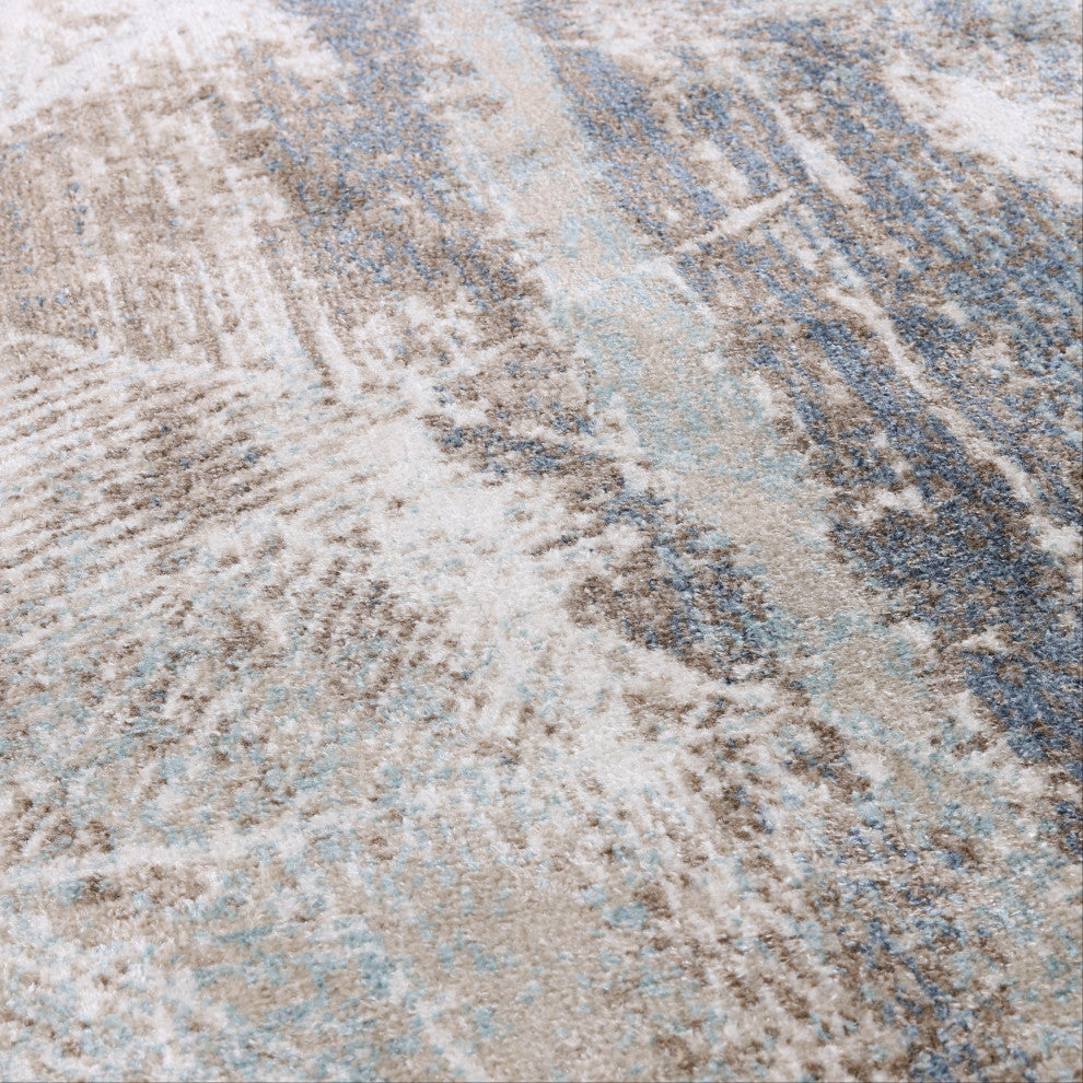 Machine Washable Cooper Beige/Blue Rug