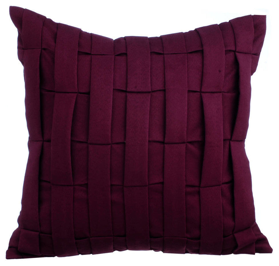 Purple Decorative Euro shams 26"x26" Suede Fabric, Deep Burgundy Love Tune