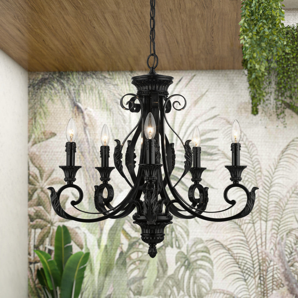 Valencia 5-Light Shiny Black Chandelier