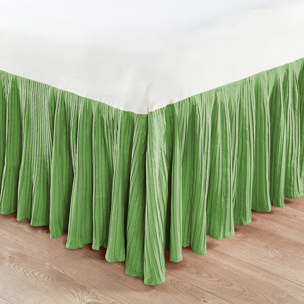 18" Pleated Bed Skirt, Green, King