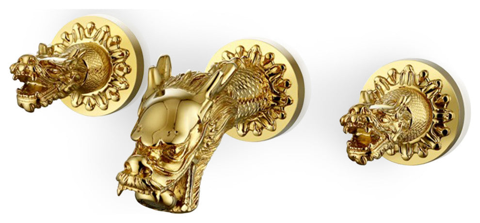 Polished Gold Wall Mount Dragon Lavatory Faucet
