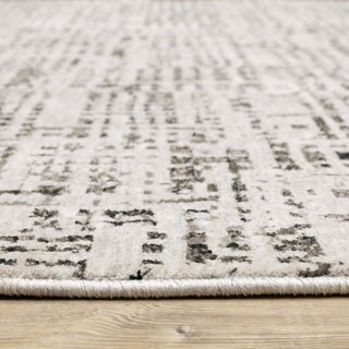 Noble Abstract Gridwork Ivory/ Grey Indoor Area Rug, Ivory, 2'3"x7'6"