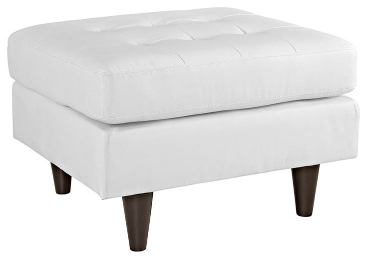 Modern Contemporary Leather Ottoman, White Leather