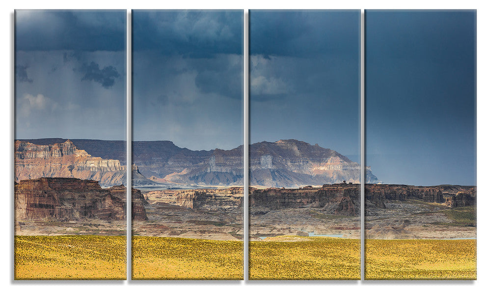 Lake Powell Panorama, Landscape Canvas Art Print, 48"x28", 4 Panels