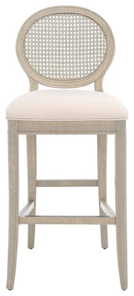 Safavieh Couture Karlee Rattan Back Barstool Beige / Rustic Grey