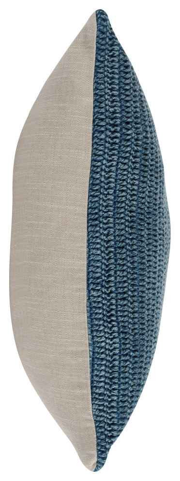 Marcie Knitted 22" Throw Pillow by Kosas Home, Blue
