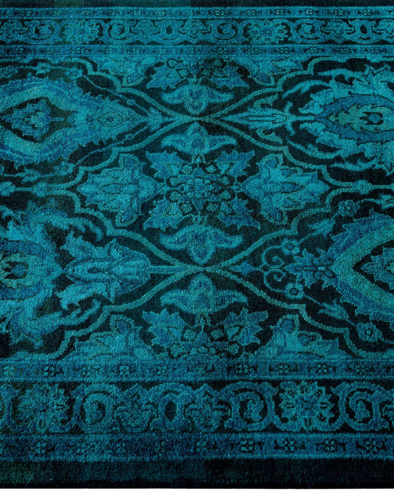 Fine Vibrance, One-of-a-Kind Hand-Knotted Runner Rug Black, 2'6"x11'9"