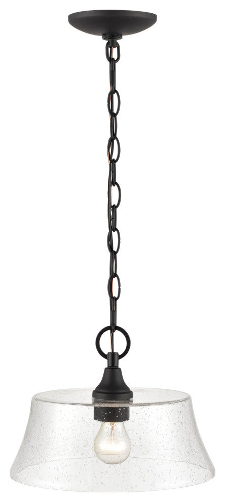 1 Light 11.5" Matte Black Pendant