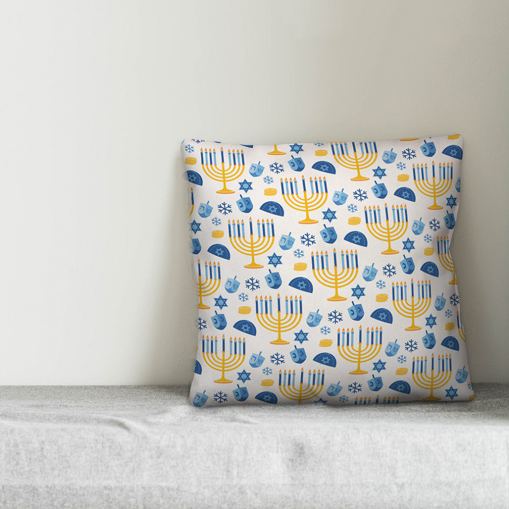 Hanukkah Pattern 16"x16" Throw Pillow