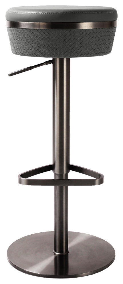 Astro Gray Woven Vegan Leather Adjustable Stool