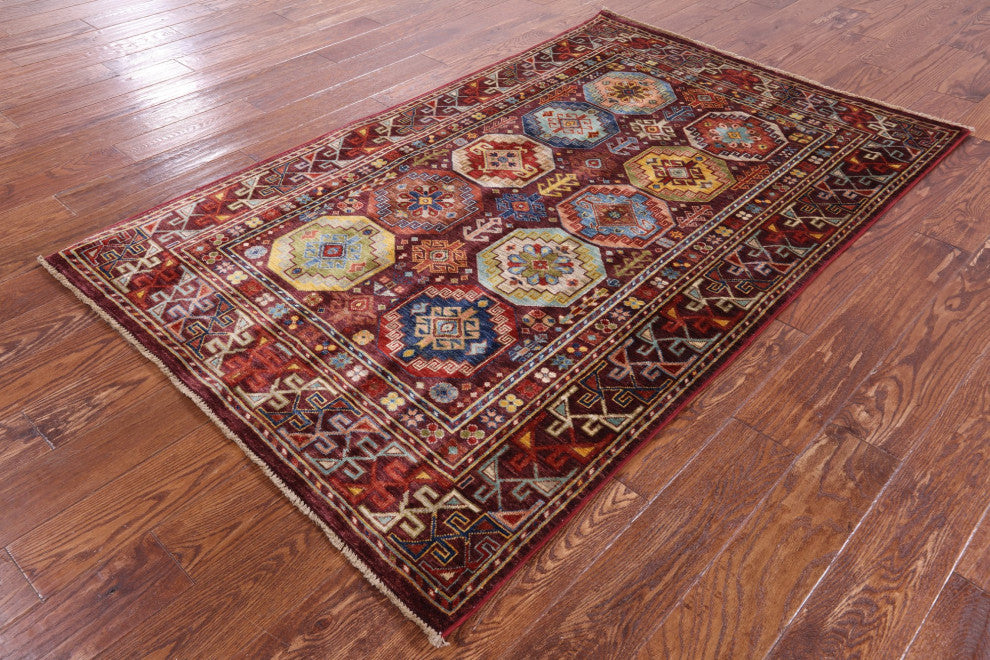 Hand Knotted Bokhara Wool Rug 4' 0" X 6' 4" - Q12157
