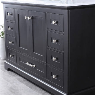 Dukes 48" Espresso Single Square Sink Vanity with Quartz Top, With Mirror