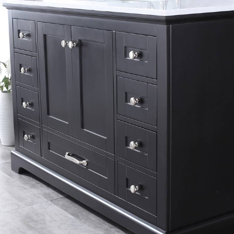 Dukes 48" Espresso Single Square Sink Vanity with Quartz Top, With Mirror