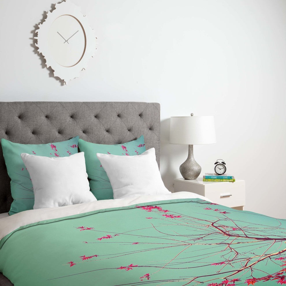 Deny Designs Happee Monkee Red Stars Duvet Cover - Lightweight