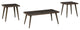 Wooden Table Set with Beveled Edges and Tapered Bottom, Set of Three, Dark Brown