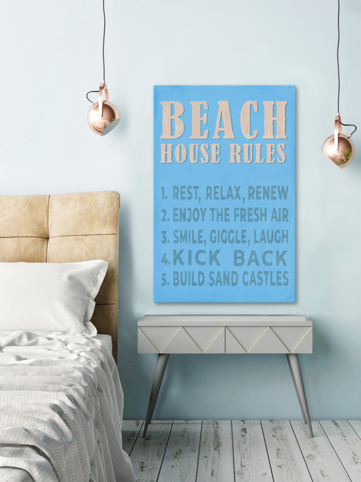 "Beach Rules" Painting Print on Wrapped Canvas, 8x12