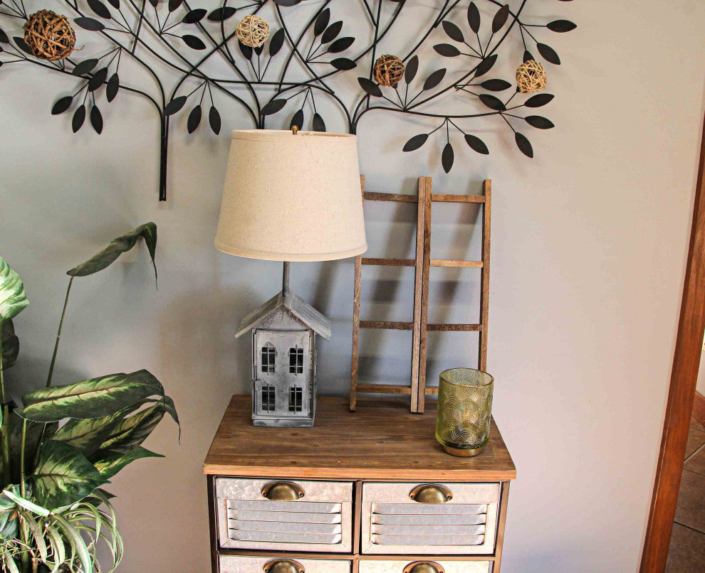 Rustic Zinc Dual Table Lamp And Accent Light Mid Century Modern Farmhouse Decor