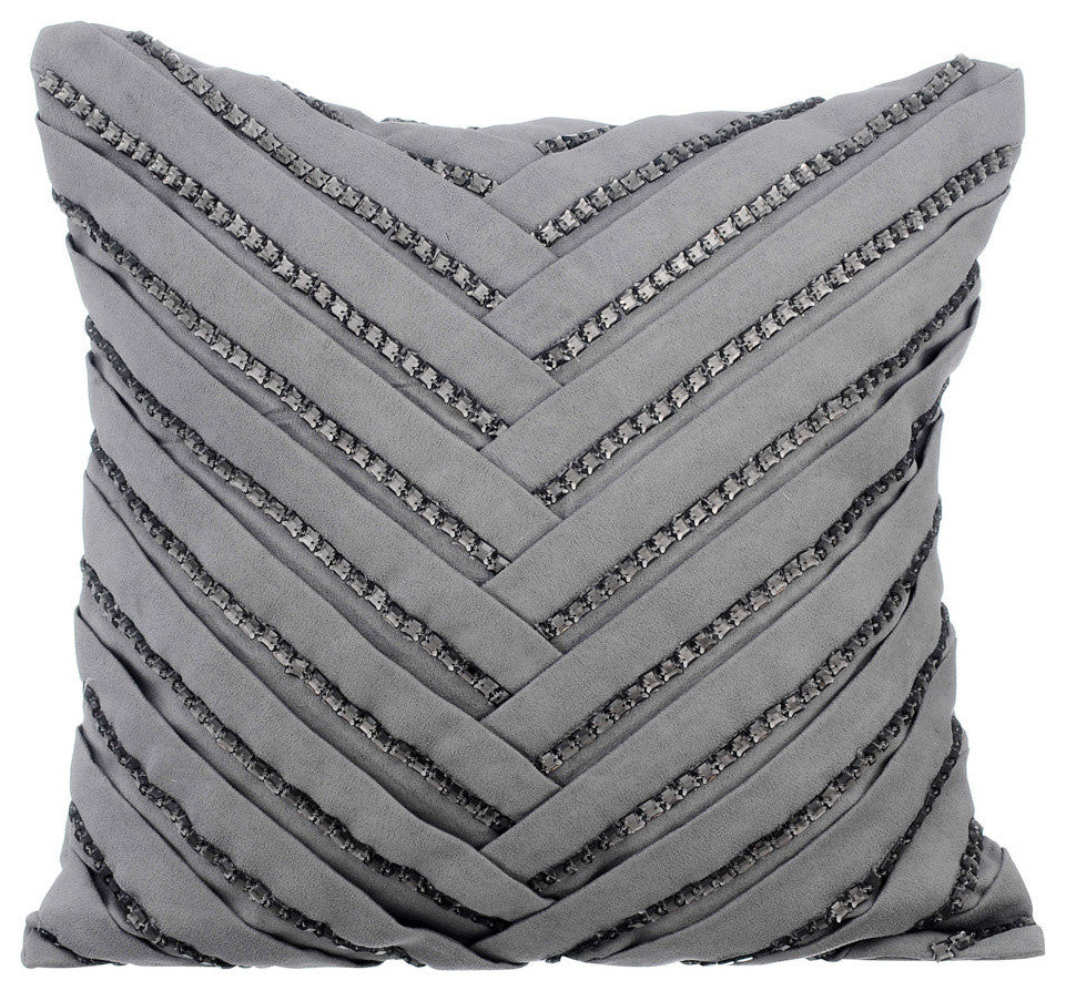 Gray Decorative Pillow Covers 12"x12" Suede Fabric, Penthouzz