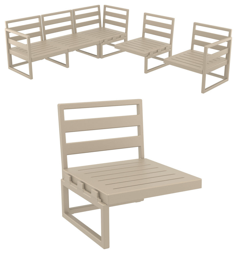 Mykonos Extension Taupe With Acrylic Fabric Natural Cushion