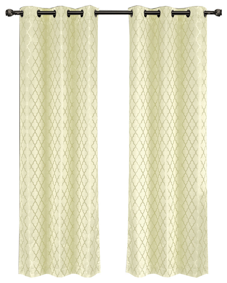 Willow Thermal Blackout Curtains, Set of 2, Ivory, 84"x108"