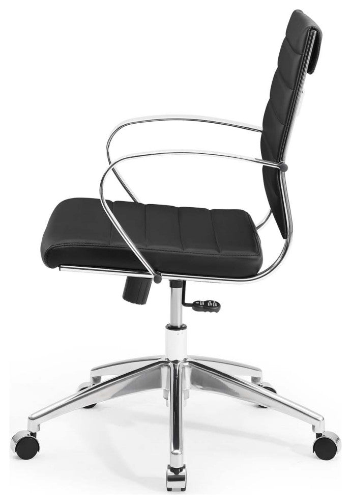 Computer Work Desk Chair, Faux Leather, Black, Modern, Home Business Office