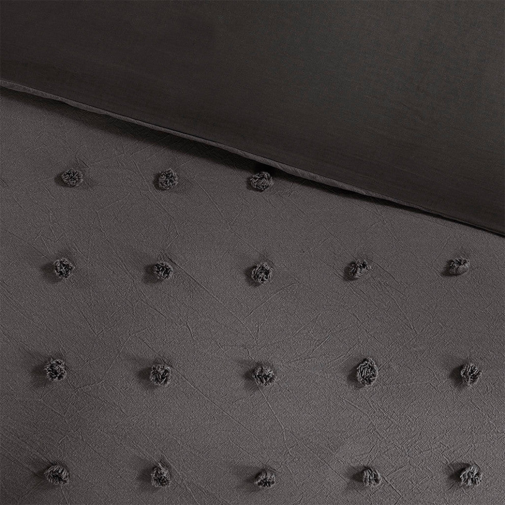 Urban Habitat Brooklyn Pom-Pom 7-Piece Duvet Cover Set, Grey