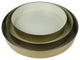 Set of Three Gold and Beige Metal Round Trays