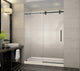 Langham Sliding Shower Door, Oil Rubbed Bronze With Left Drain Shower Base