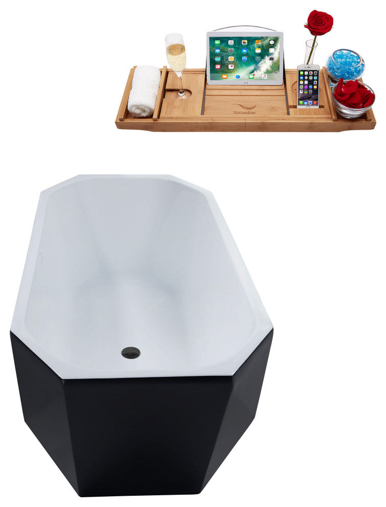 63" Streamline N634BGM Freestanding Tub and Tray With Internal Drain