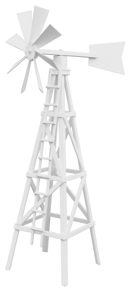 Farm Style Windmill, White