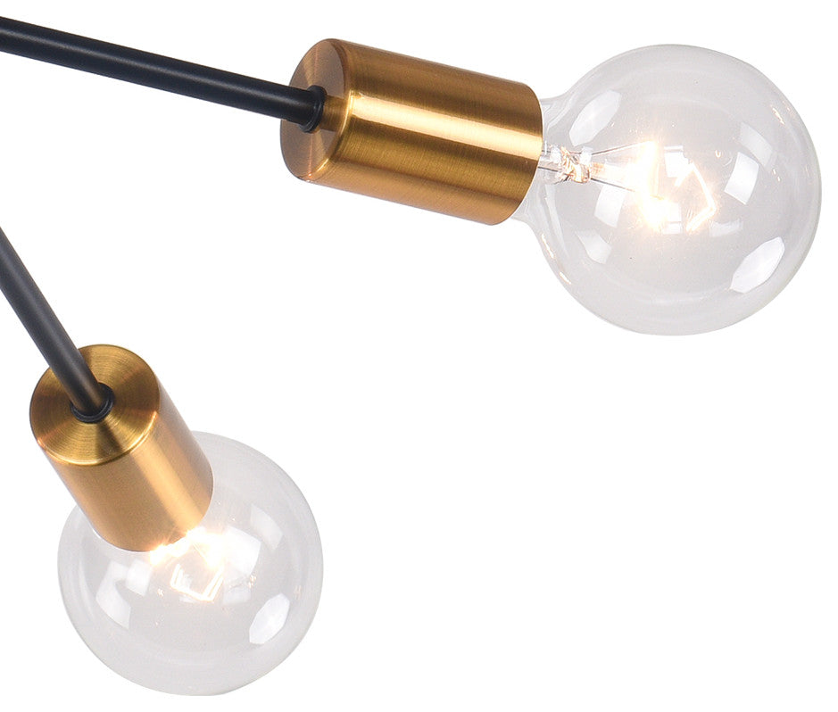 8 Light Sputnik Semi Flush Mount, Black/Gold