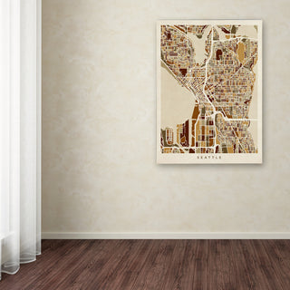 'Seattle, Washington Street Map' Canvas Art by Michael Tompsett
