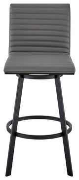 Armen Living Jermaine 26" Faux Leather Counter Stool in Gray/Matte Black