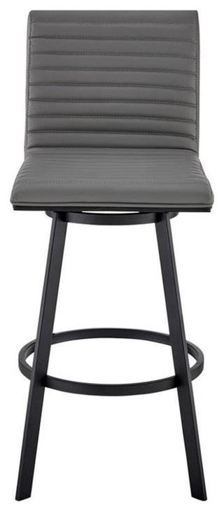 Armen Living Jermaine 26" Faux Leather Counter Stool in Gray/Matte Black