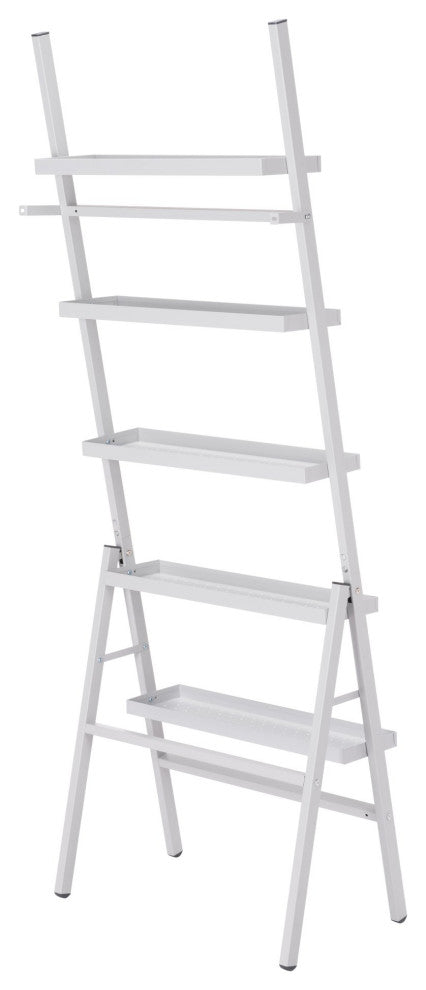 Bookcase Wall Shelf Rack, Steel Metal, Gray, Lounge Cafe Lobby Hospitality