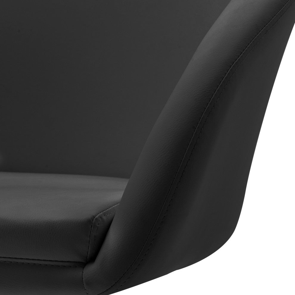 Minimalist Swivel Barrel Chair, Black-Pu