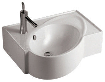 Isabella Rectangular Wall Mount Basin With Integrated Oval Bowl