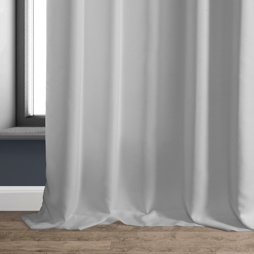 Italian Faux Linen Curtain Single Panel, Dove White, 50"x108"
