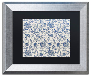Color Bakery 'Toile Fabrics IX' Art, Silver Frame, Black Matte, 14"x11"