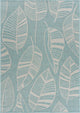 8" x 10" Teal Leaves Indoor Outdoor Area Rug