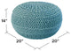 Decor Maisonette Jade Pouf, Seafoam (20"x20"x14")