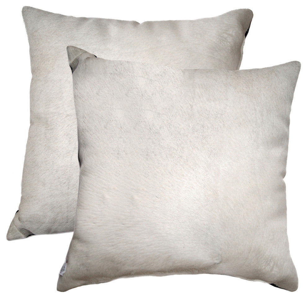 18"x18" Torino Cowhide Pillows, Set of 2, Off-White