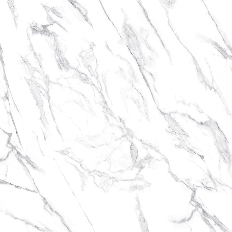 VICTORIA Extendable High Gloss Dining Table, White Marble/White