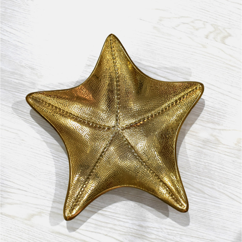 Handmade Decorative Aluminium Tray, Gold Color Coated