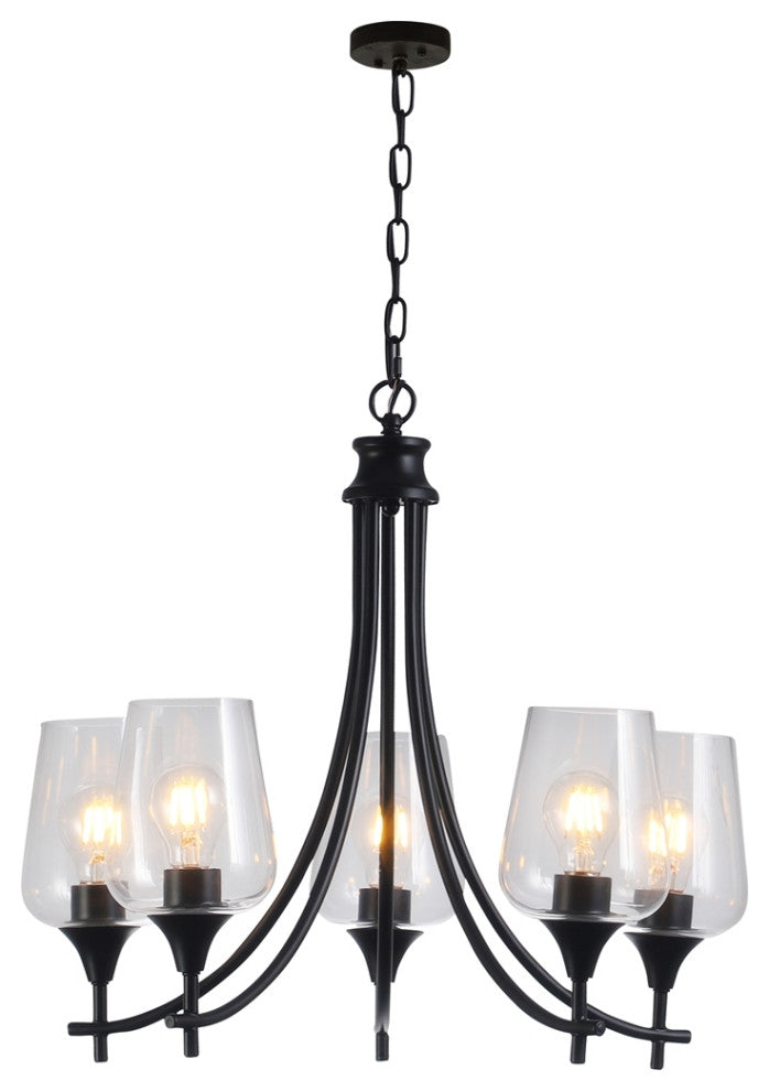 CHLOE Lighting CH6S902BK21-UC5 WILLAN Transitional 5 Light Hanging Chandelier
