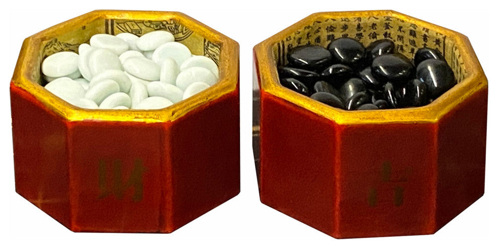 Chinese Oriental Black White "GO" Weichi Chess Folding Board Game Set Hws1798