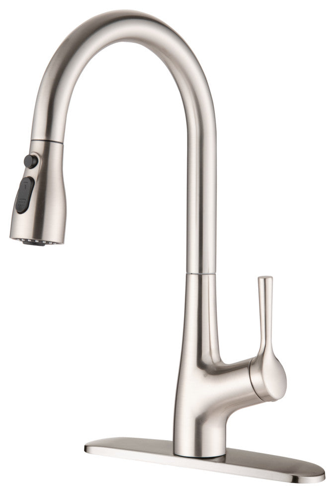 Single Handle Pull Down Kitchen Sink Faucet, Brushed Nickel