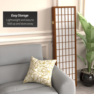 5' Tall Window Pane Shoji Screen, Walnut, 5 Panels