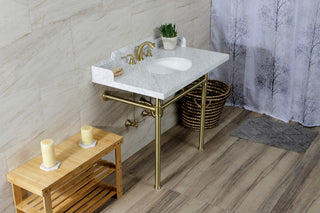 Kingston Brass LMS3622M87ST 36" Carrara Marble Console Sink, Legs