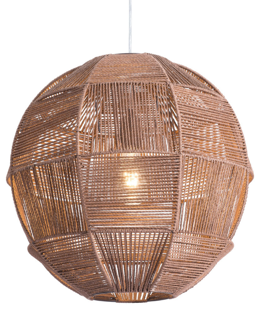 Pendant Ceiling Light Fixture, Steel Metal, Rope, Brown, Kitchen LoungeLobby